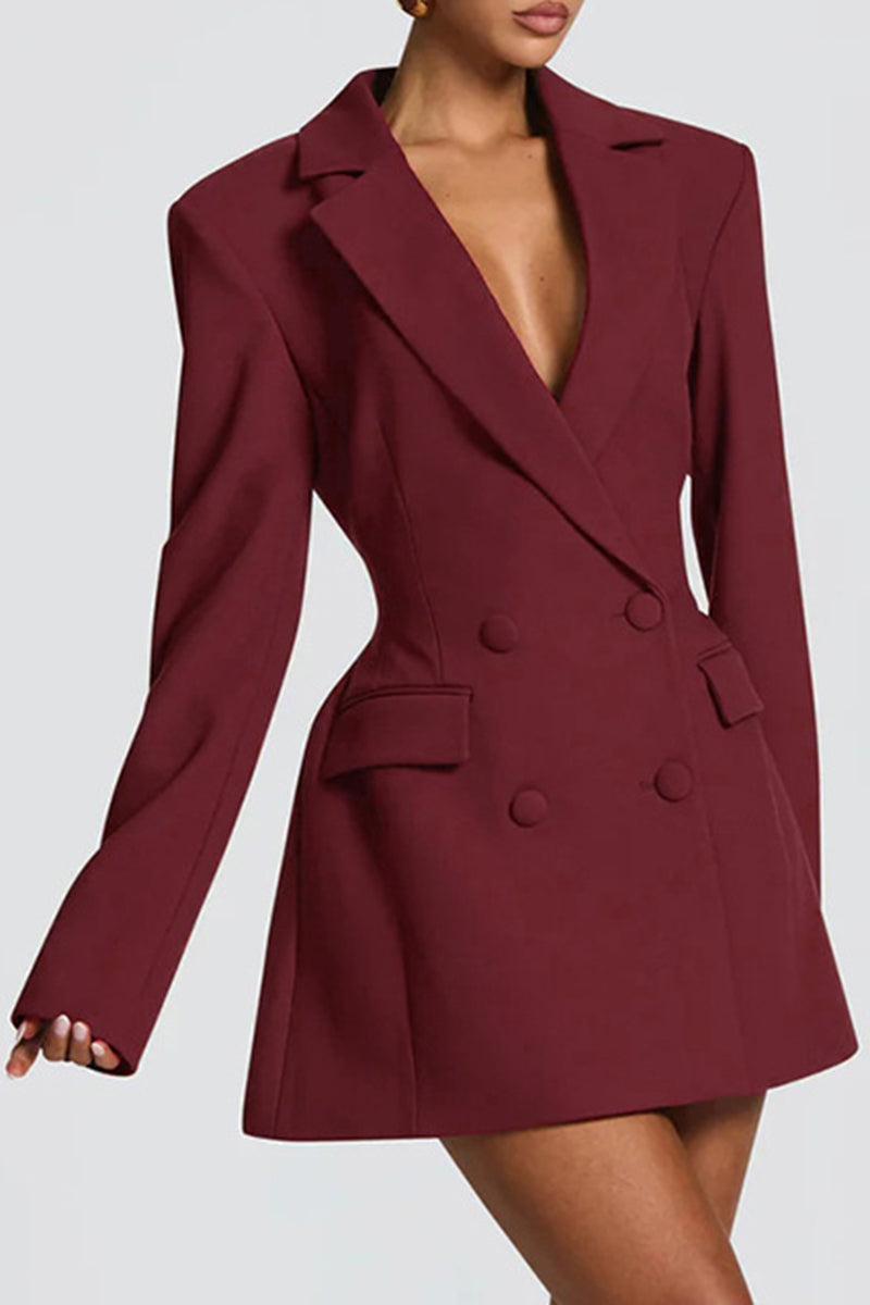 Tailored Double-Breasted Blazer Dress