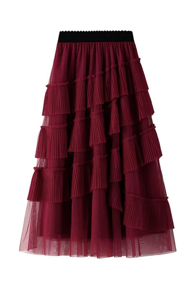 Layered Ruffle Midi Skirt