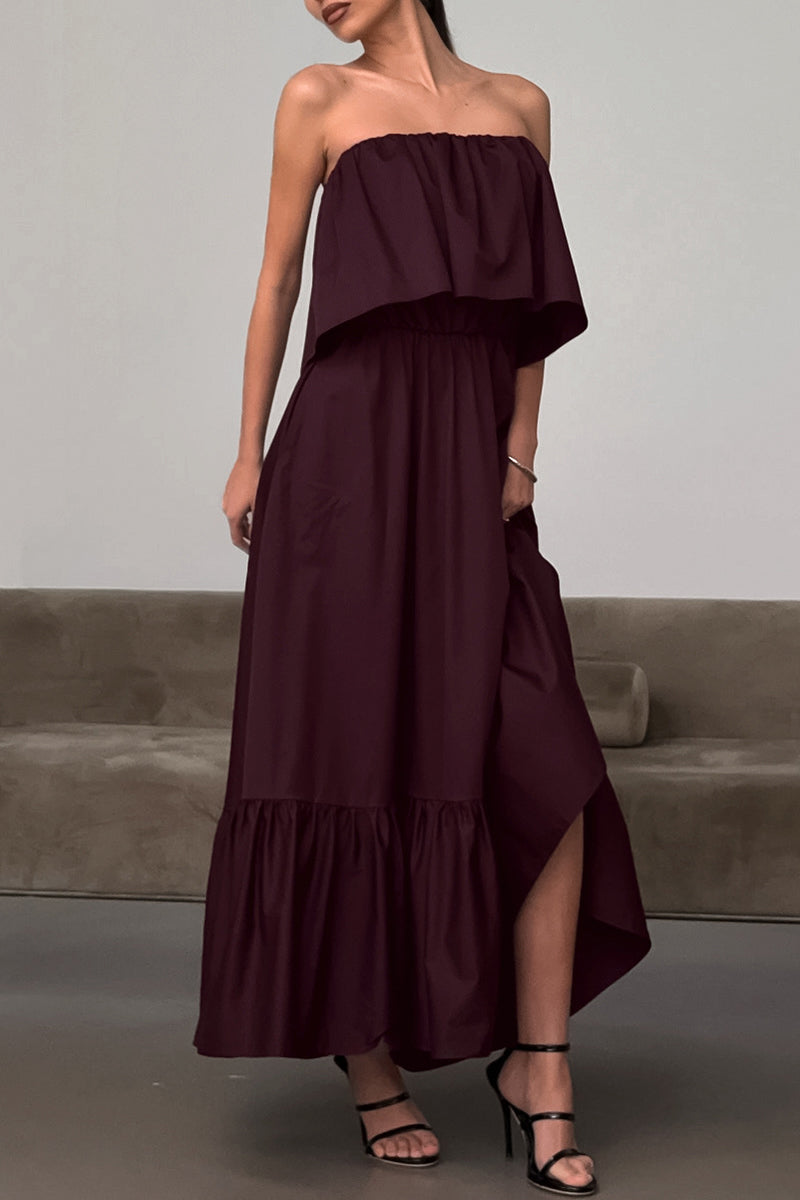 Strapless Ruffle Maxi Dress