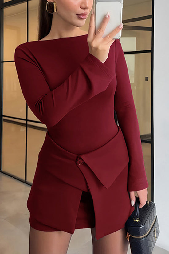 Chic Long Sleeve Skirt Set