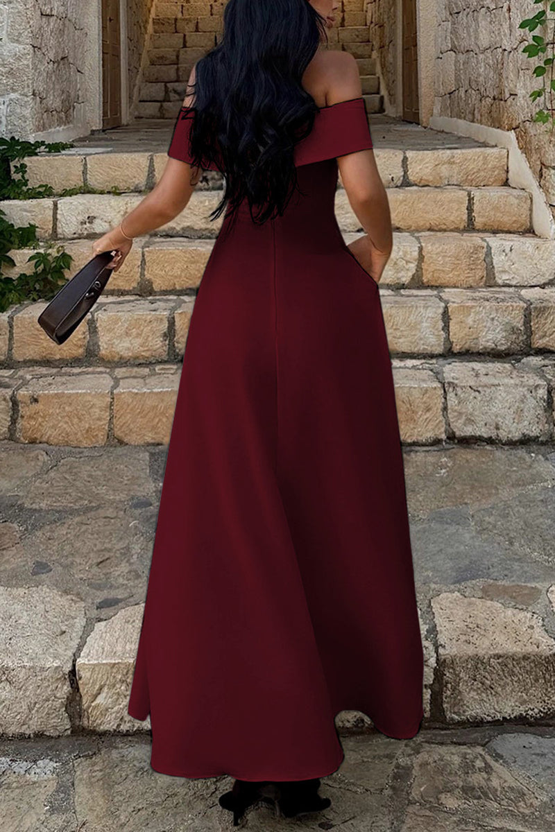 Off-Shoulder Maxi Dress with Pockets