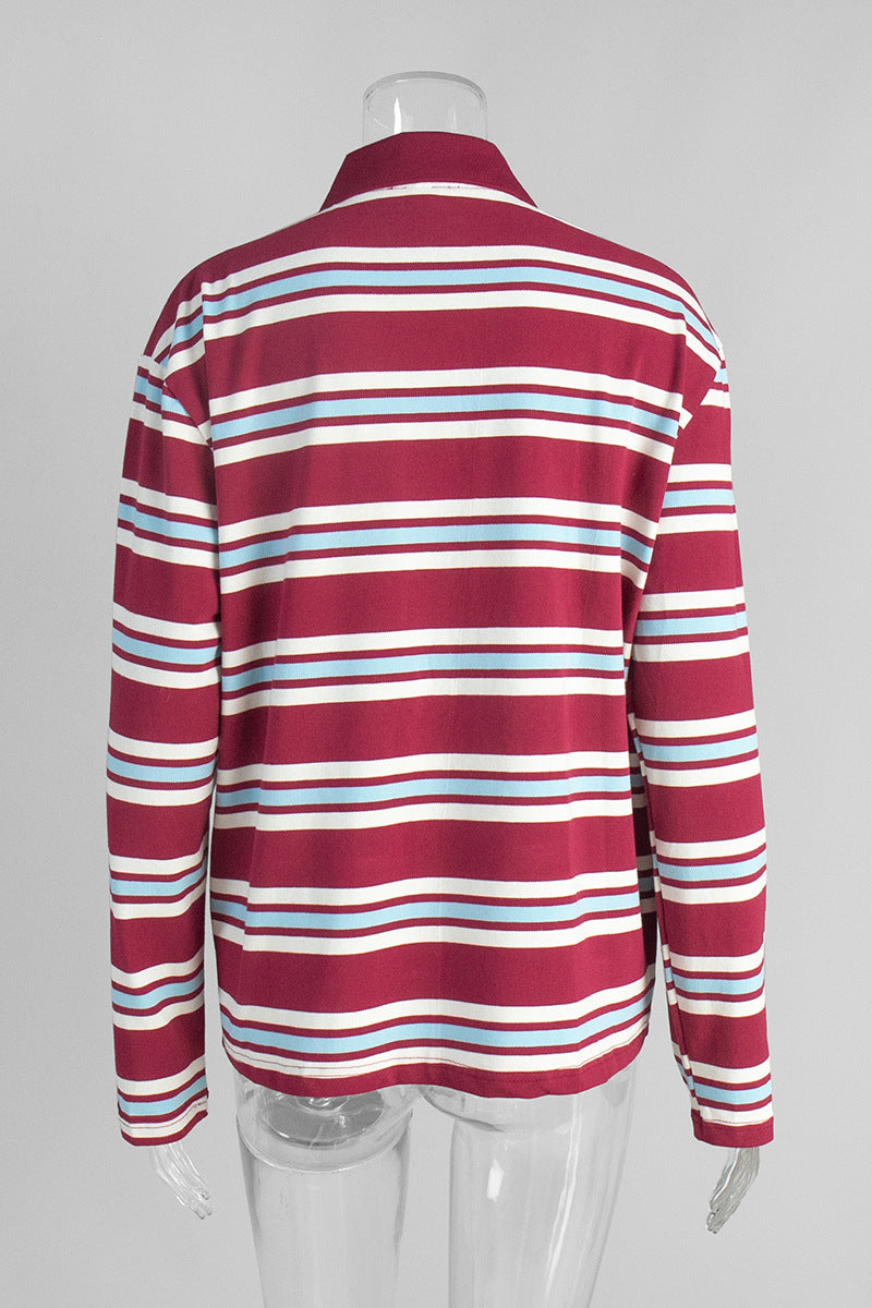 Striped Collared Long Sleeve Shirt