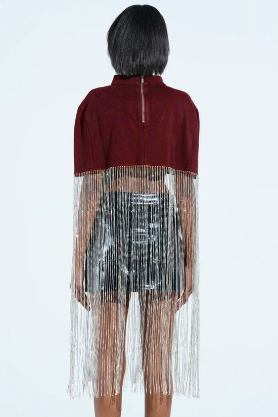 Fringe Hem Sleeveless Cropped Blouse