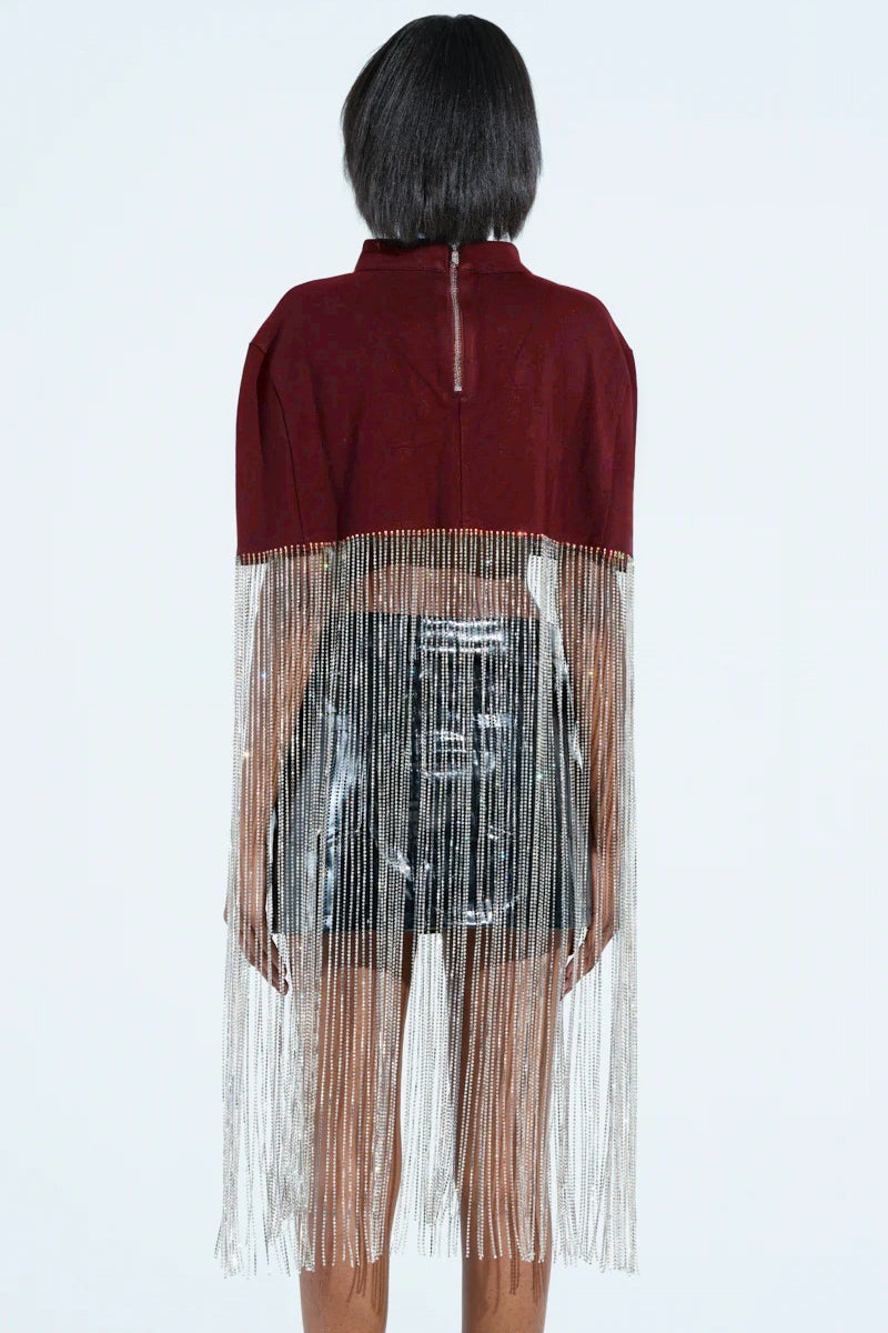 Fringe Hem Sleeveless Cropped Blouse