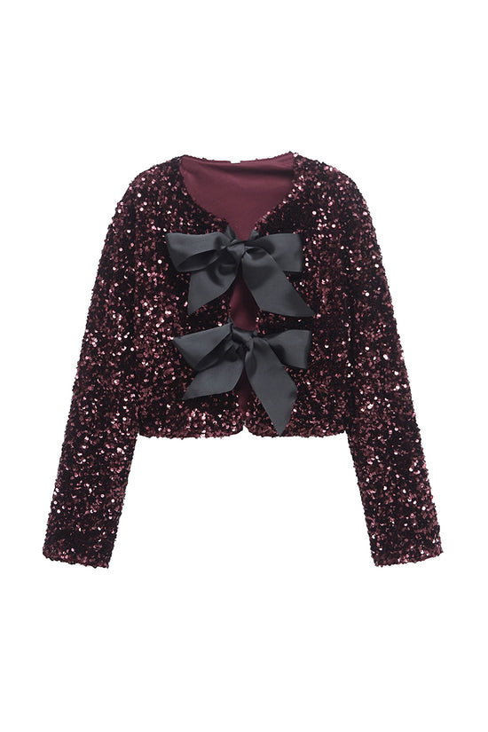 Bow Accent Textured Blazer