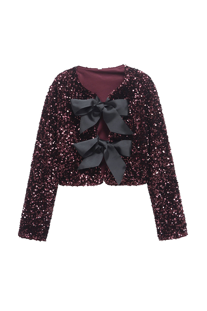 Bow Accent Textured Blazer