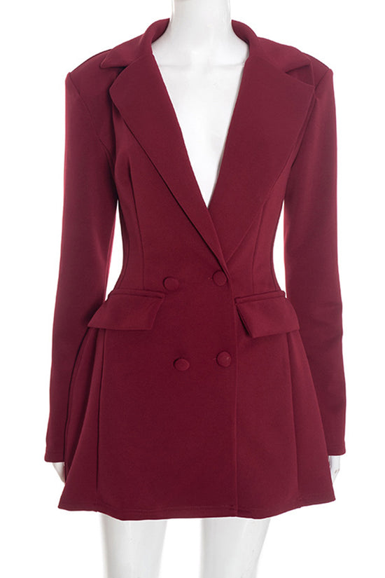 Tailored Double-Breasted Blazer Dress