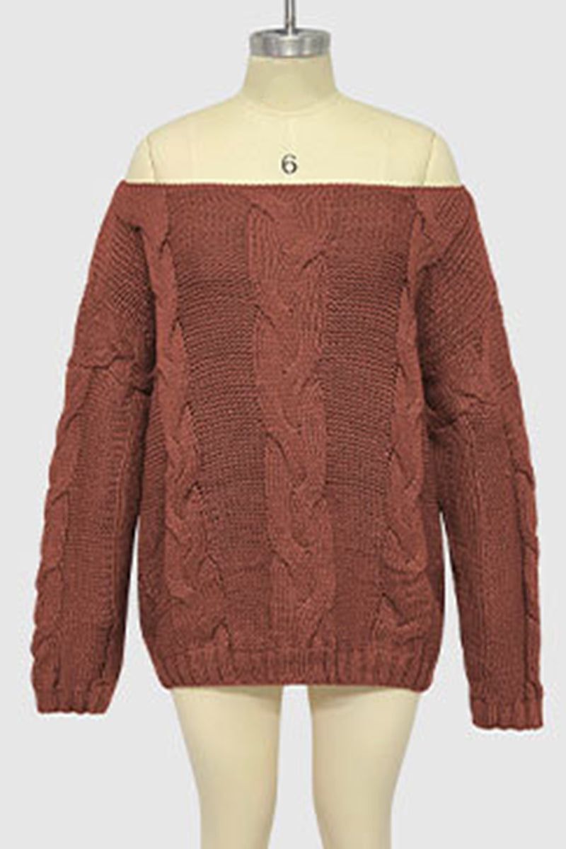 Off-Shoulder Cable Knit Sweater