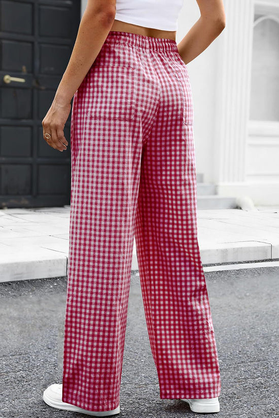 Checkered Wide-Leg Casual Pants