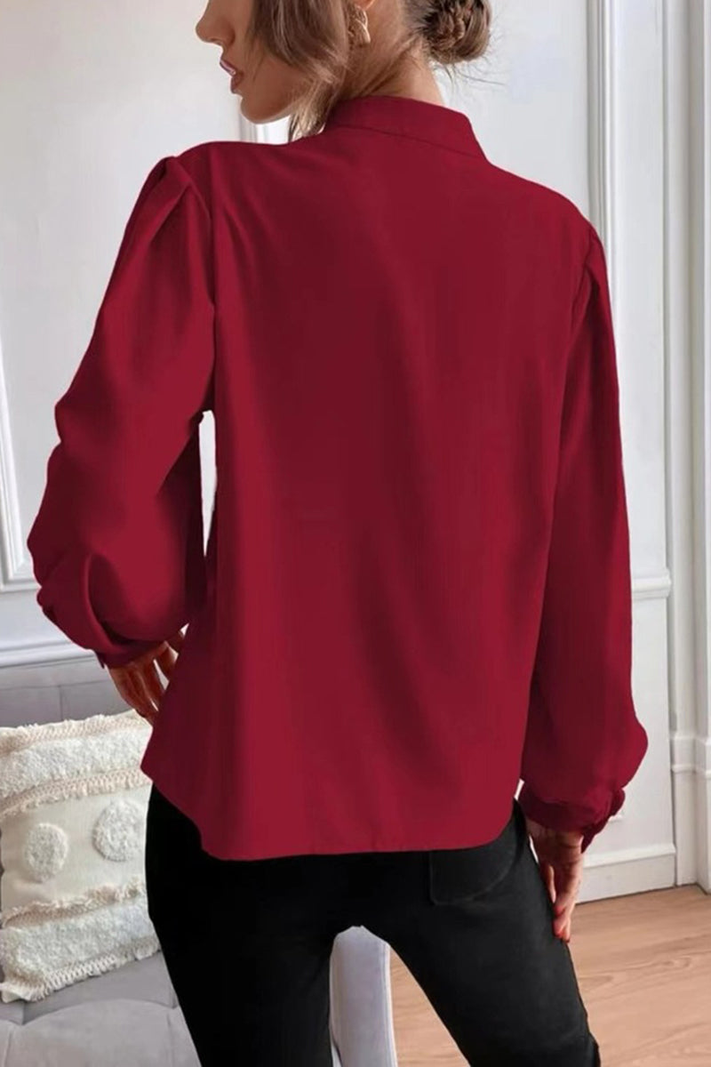 Elegant Puff Sleeve Button-Down Blouse