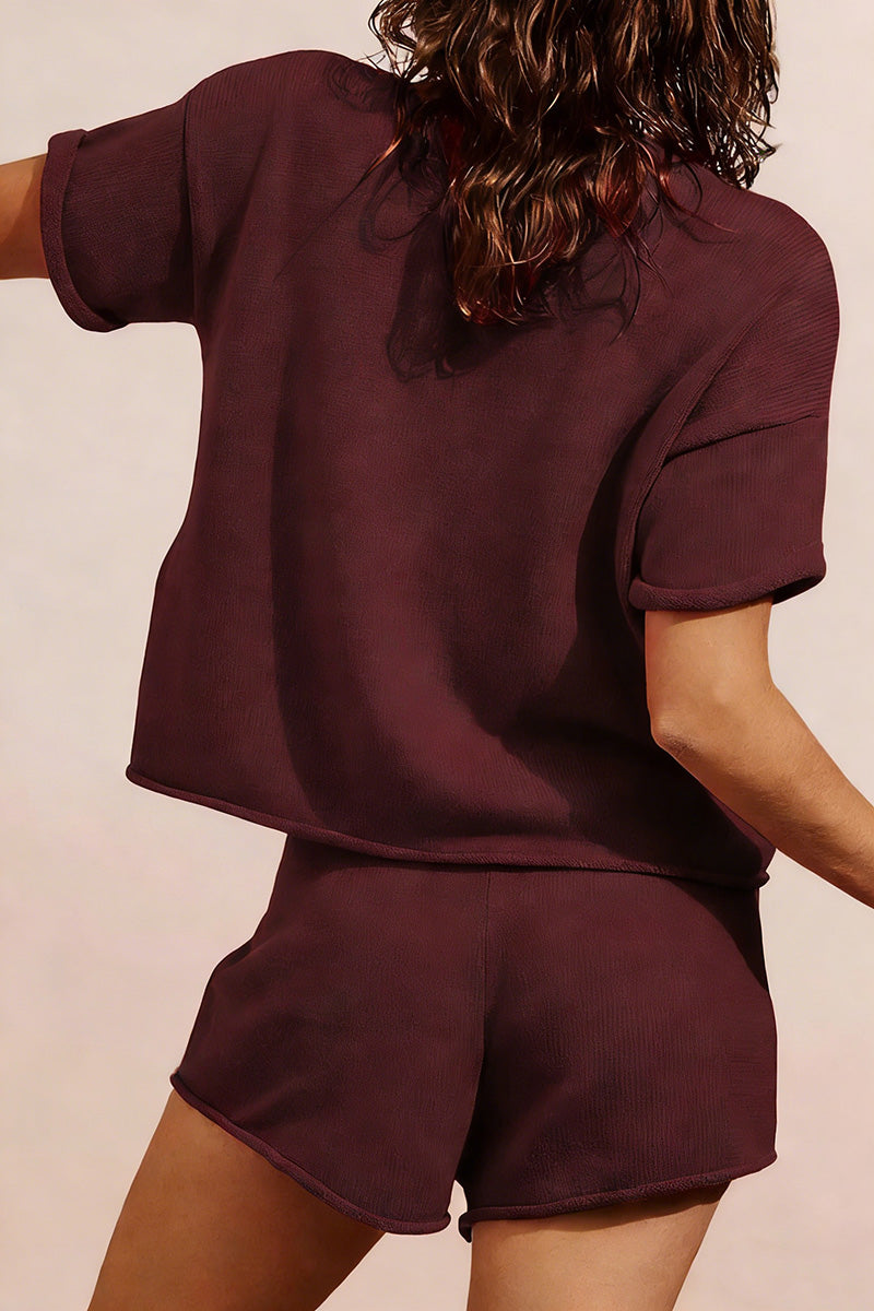 Casual Knit Shorts Set