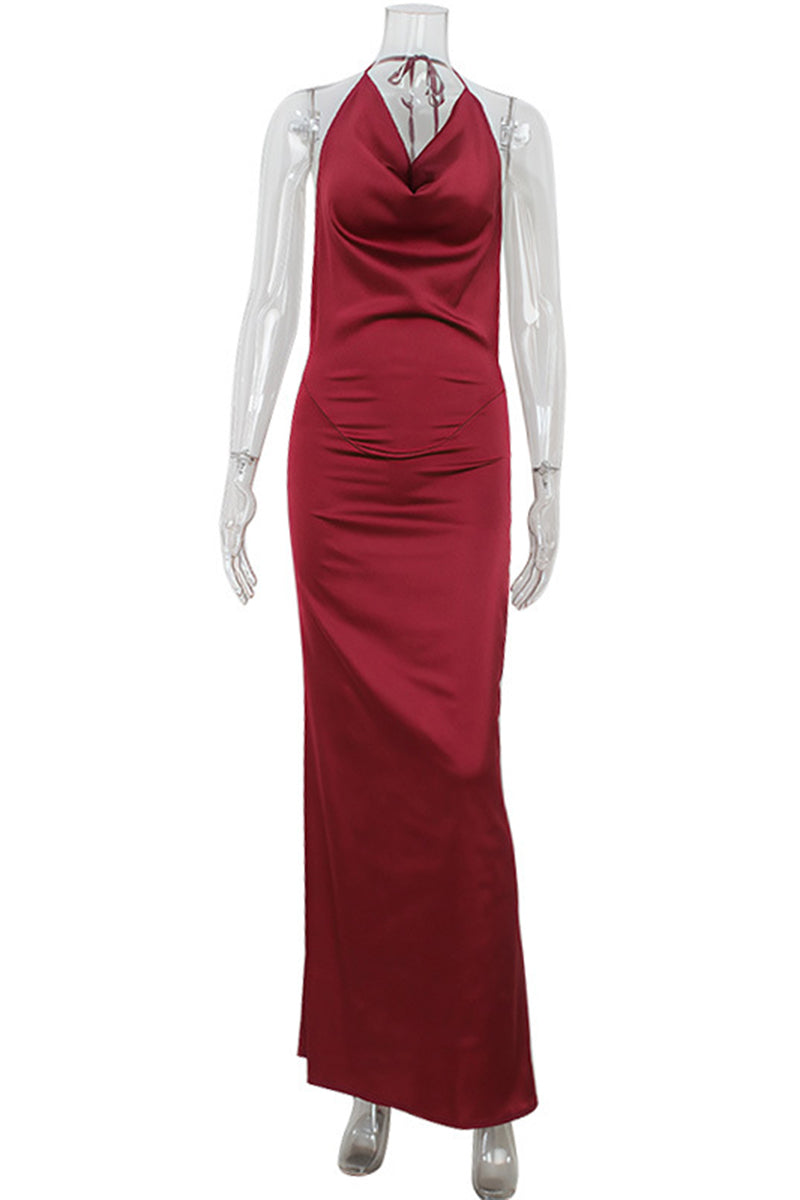 Sleek Halter Maxi Dress