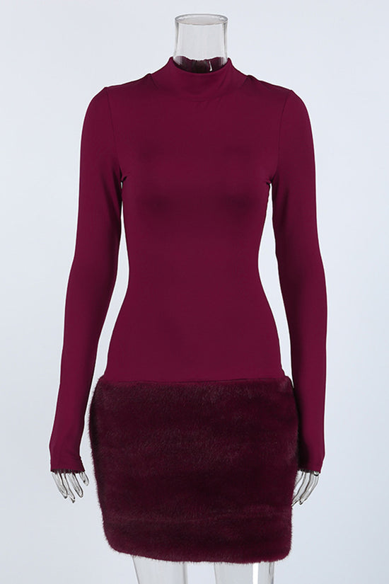 High Neck Long Sleeve Casual Dress