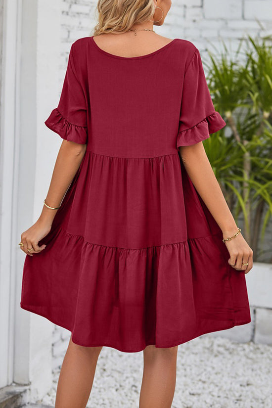 Tiered V-Neck Casual Dress