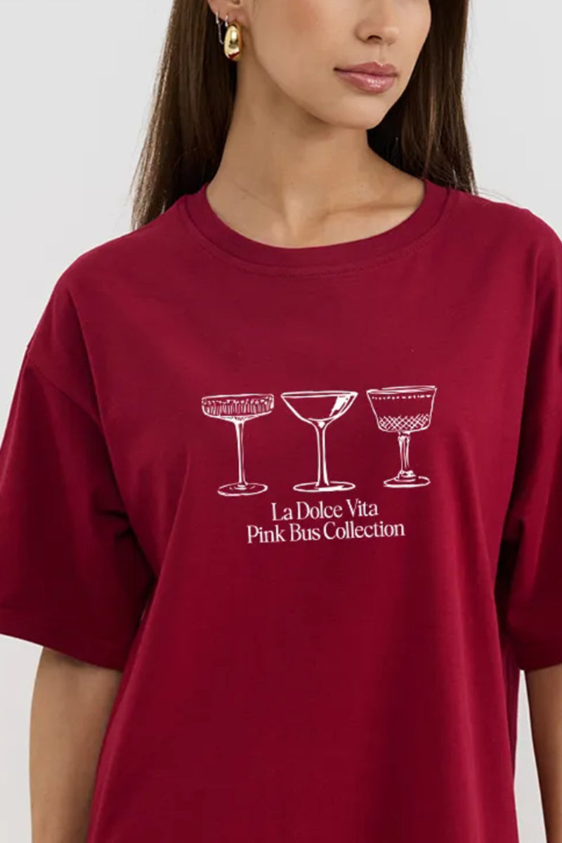 Graphic Tee with Drink Motif
