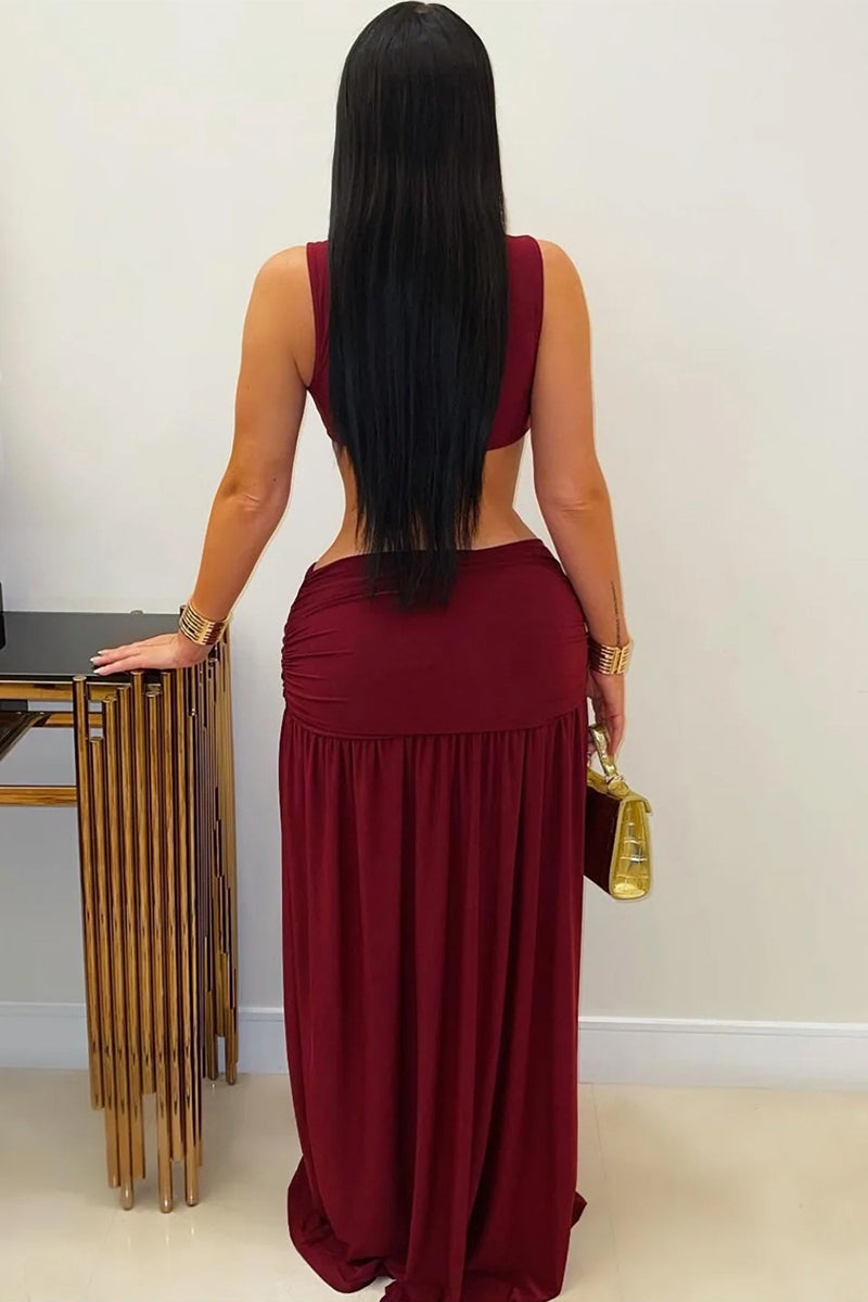 Cutout Sleeveless Maxi Dress with Side Slit