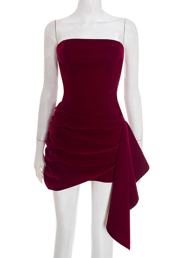 Strapless Velvet Bodycon Evening Dress
