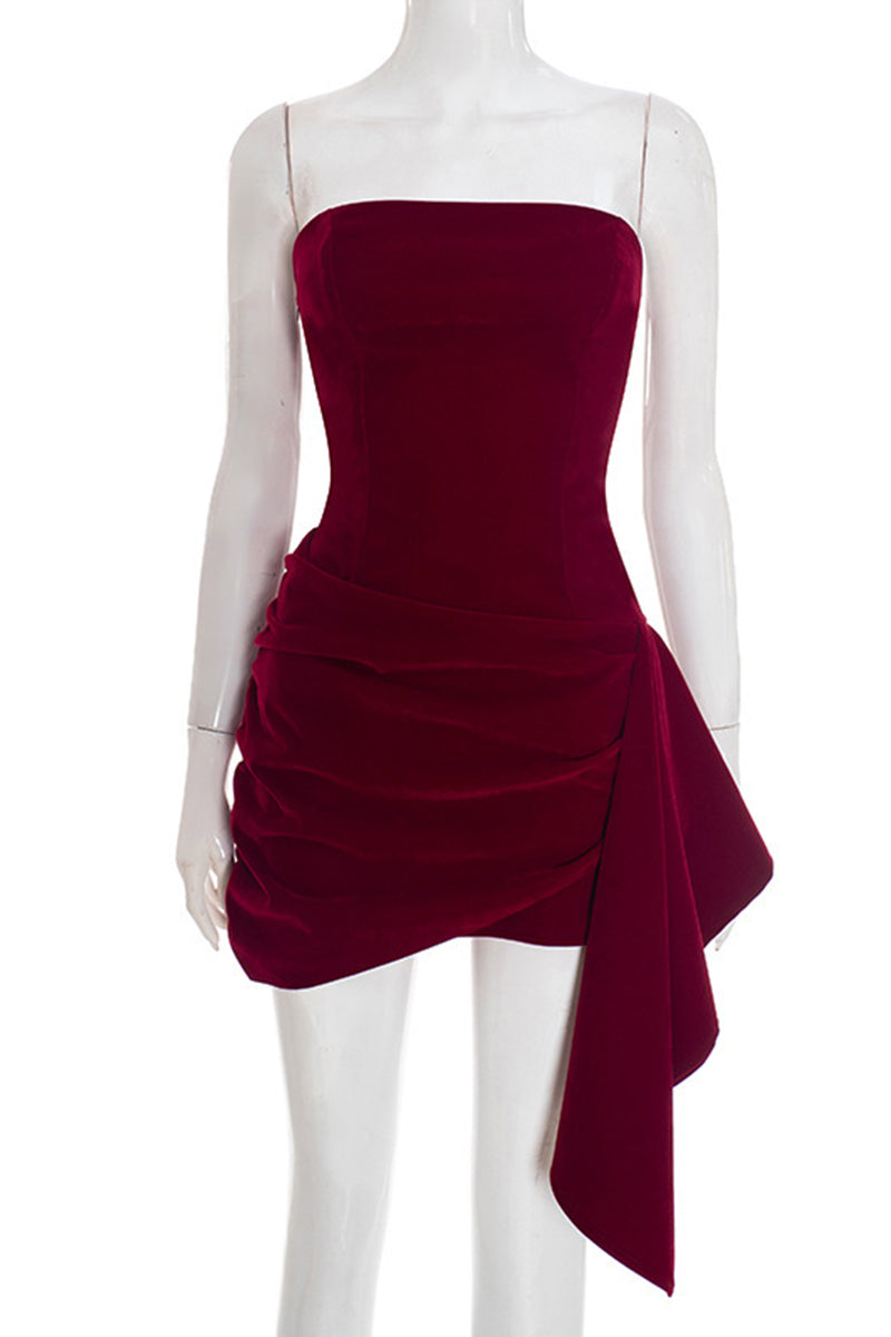 Strapless Velvet Bodycon Evening Dress