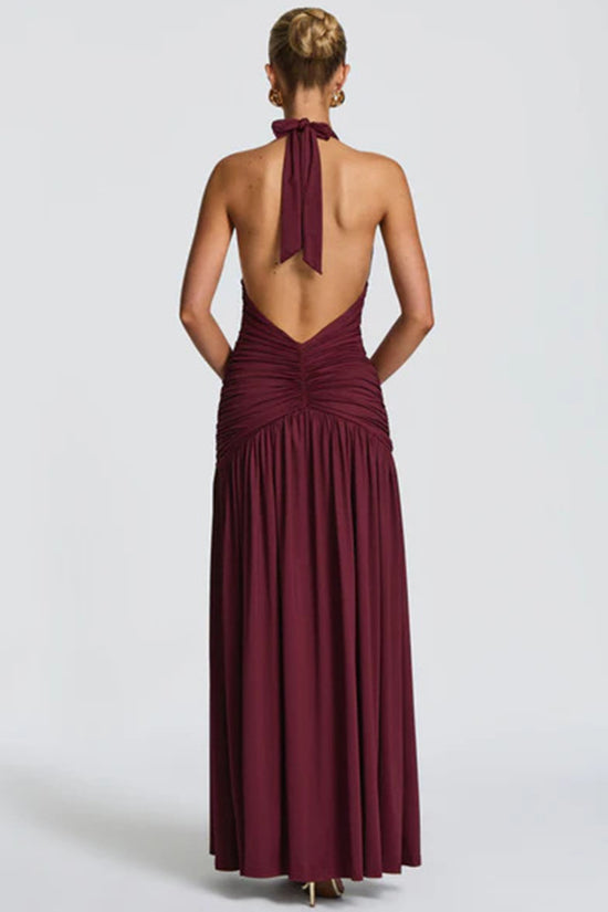 Elegant Sleeveless Halter Split Dress