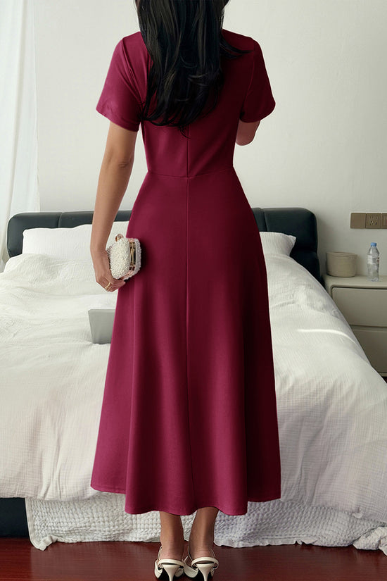 Elegant Short Sleeve Midi Dress