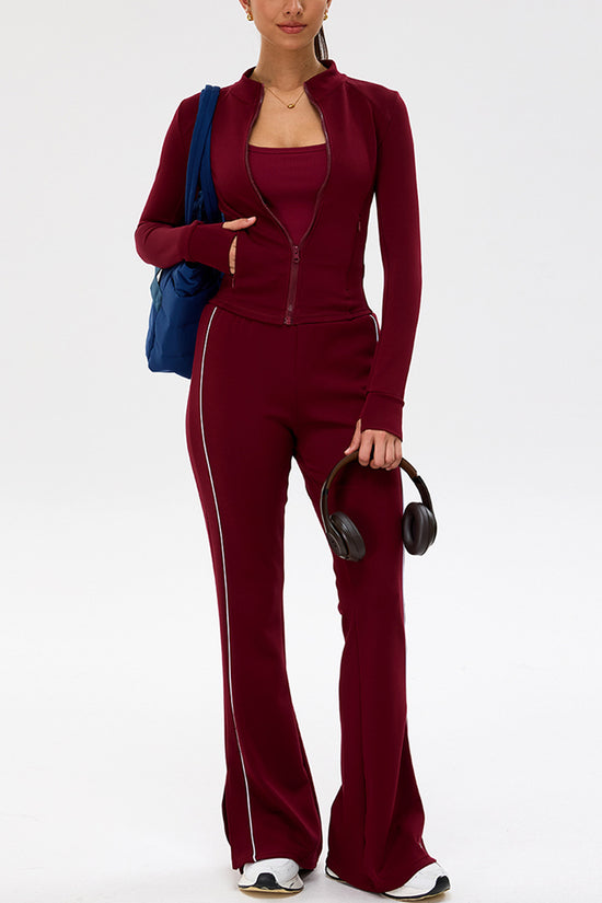 Flared Jogger Pants with Side Stripes