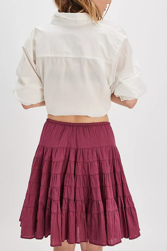 Ruffled Layered Midi Skirt