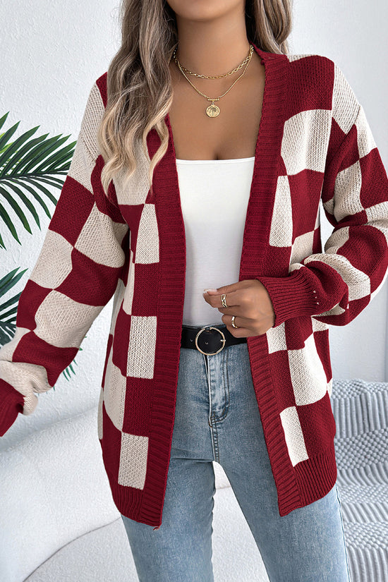 Checkered Chic Oversized Cardigan