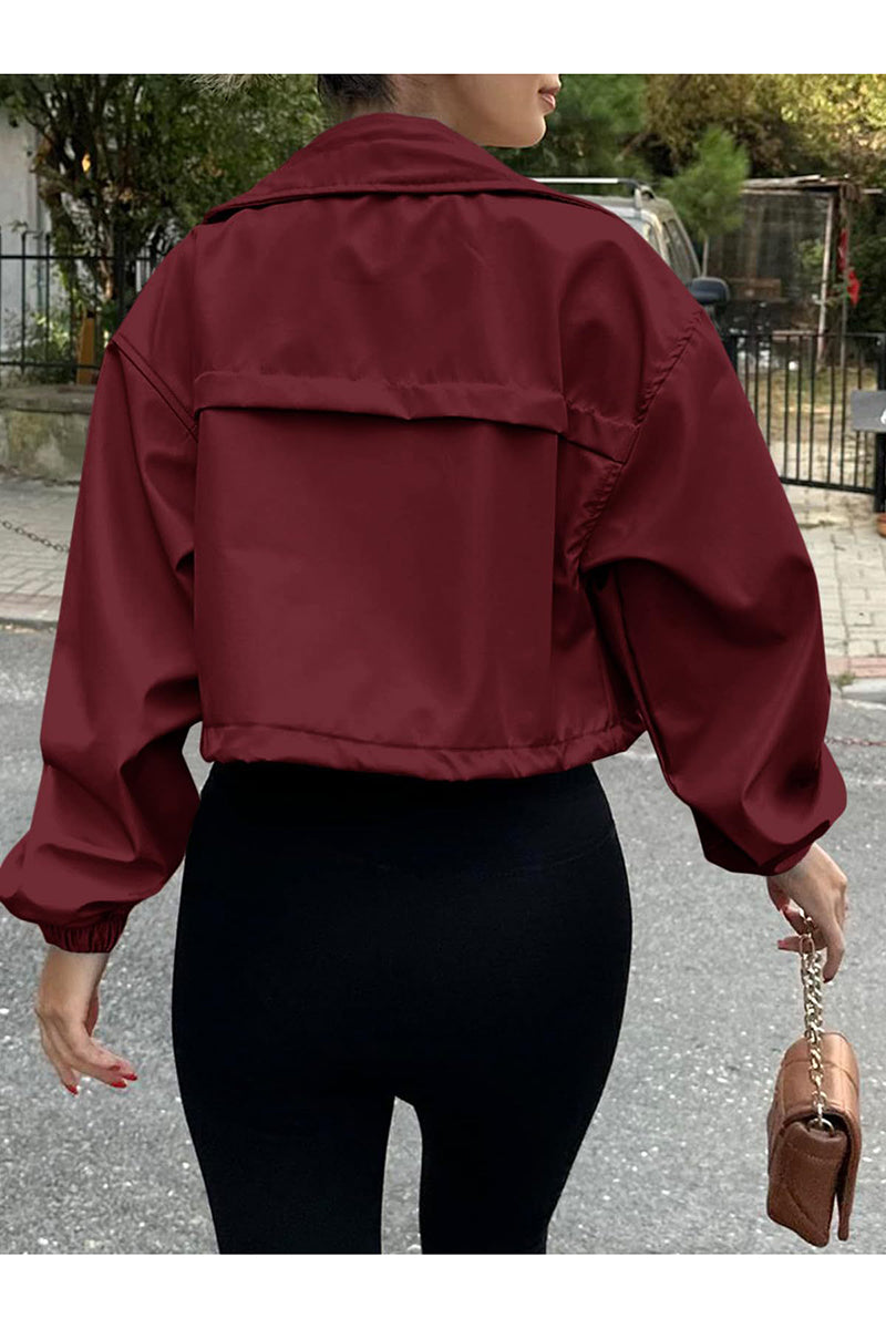 Cropped Zip-Up Drawstring Jacket