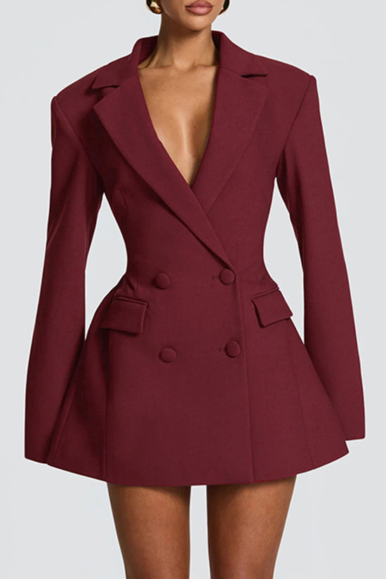 Tailored Double-Breasted Blazer Dress