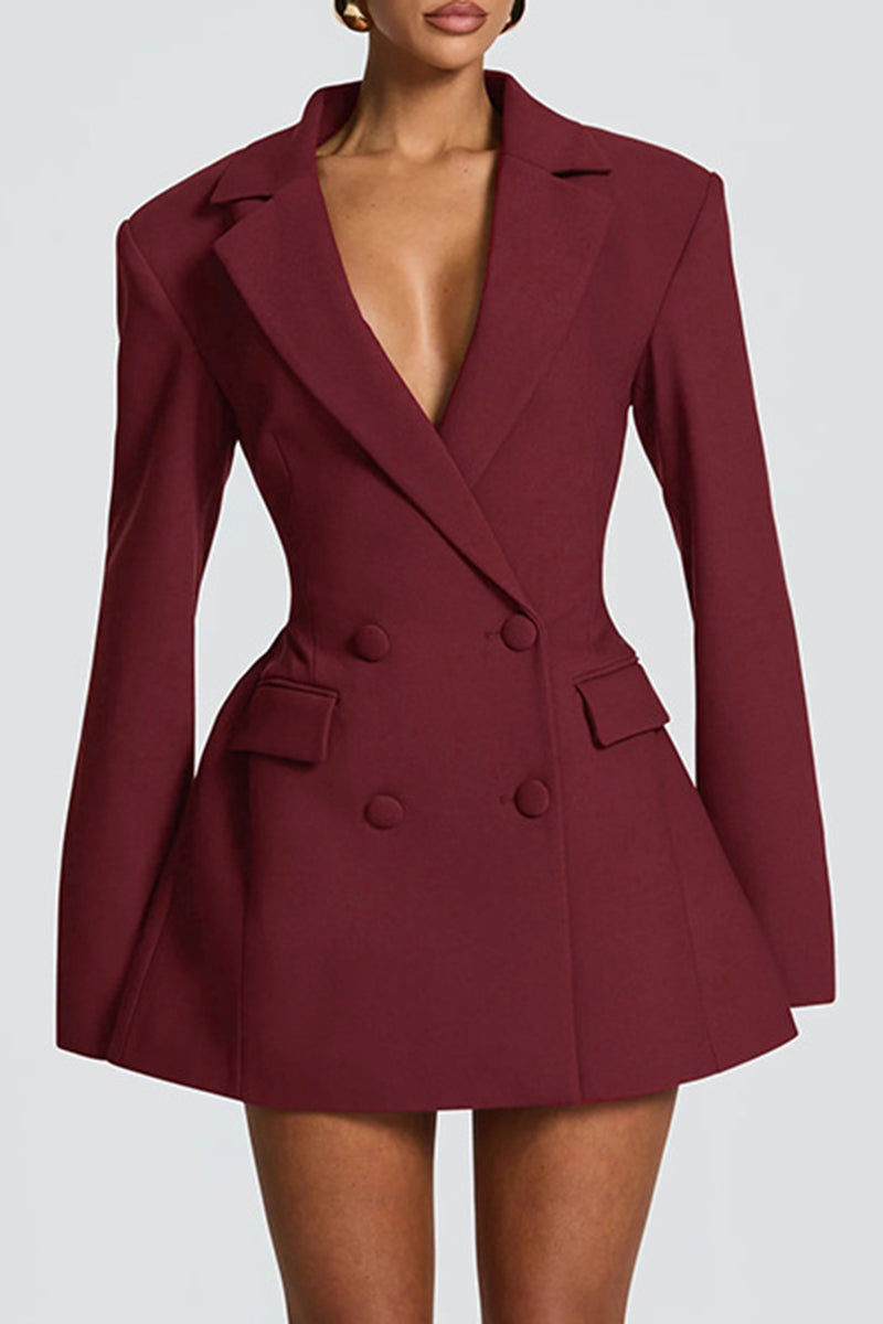Tailored Double-Breasted Blazer Dress