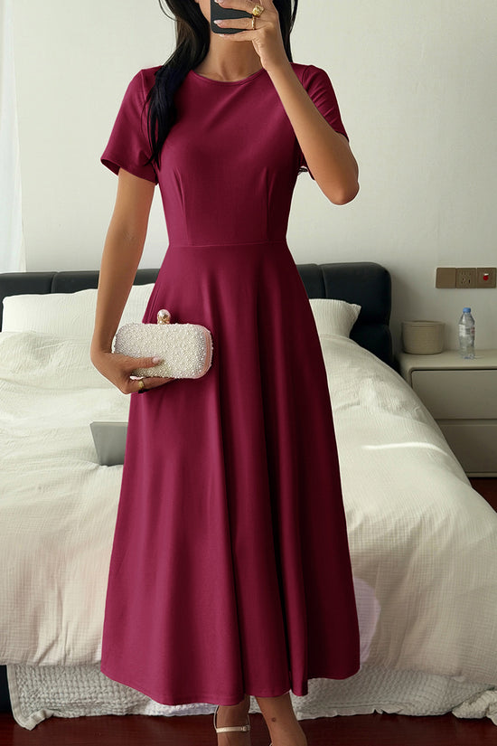 Elegant Short Sleeve Midi Dress