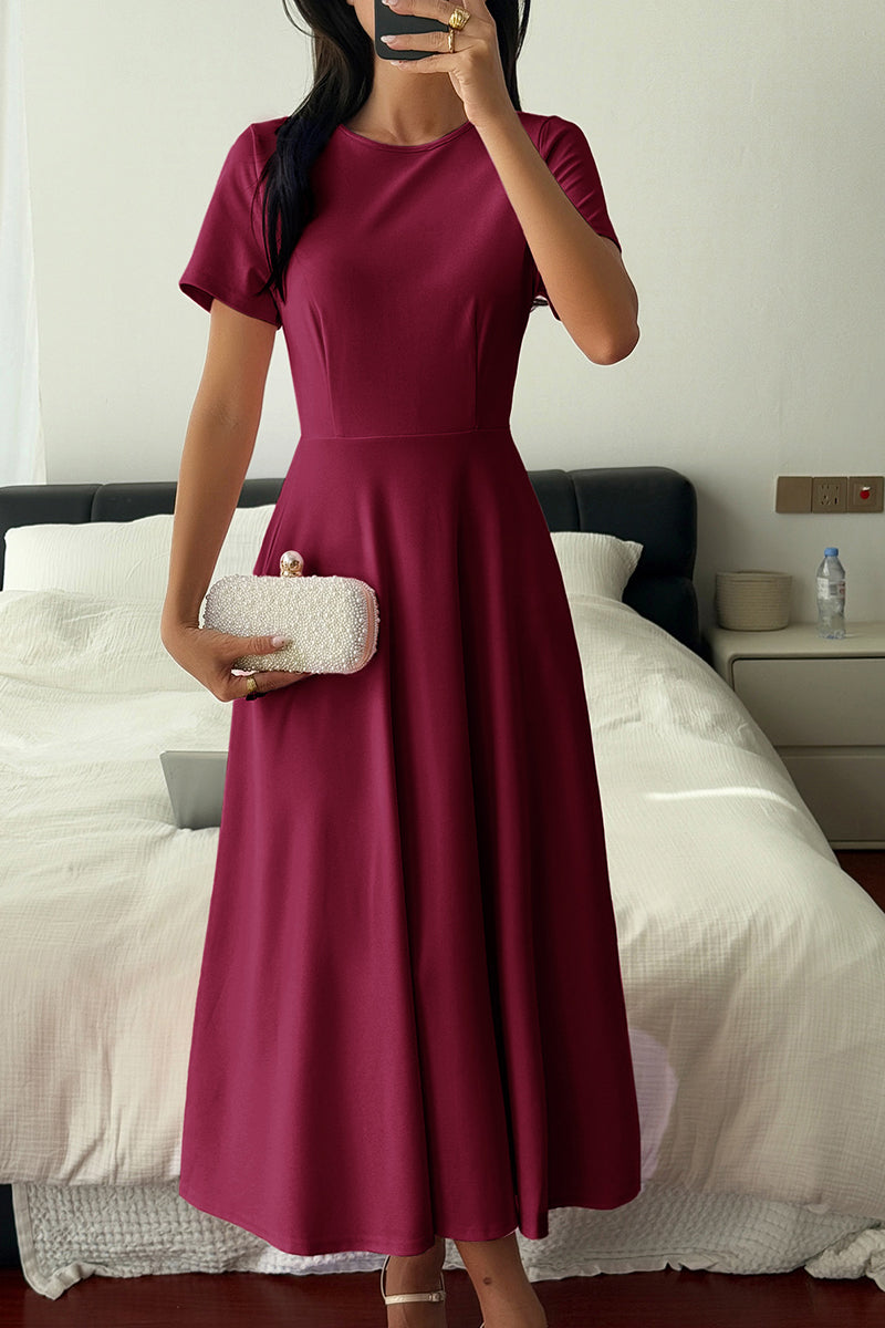 Elegant Short Sleeve Midi Dress