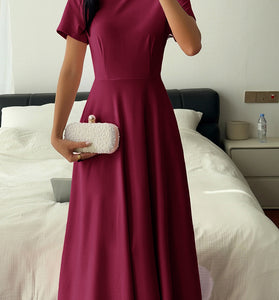 Elegant Short Sleeve Midi Dress