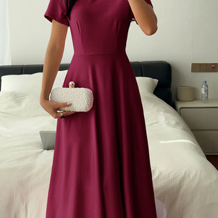 Elegant Short Sleeve Midi Dress