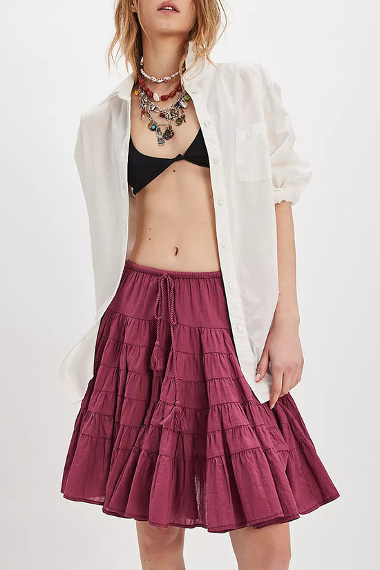 Ruffled Layered Midi Skirt