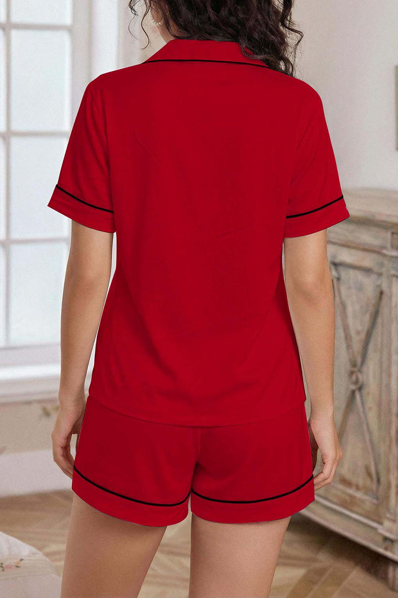 Heart Accent Short Sleeve Pajama Set