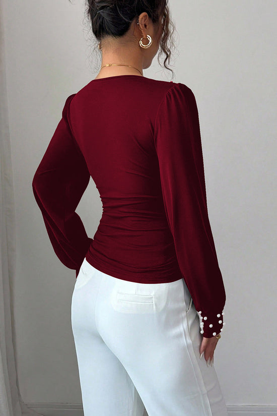 Pearl Embellished Long Sleeve Top