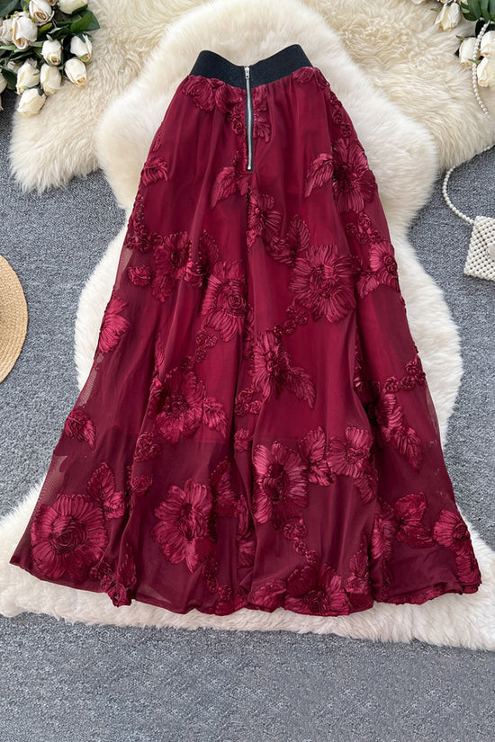 Floral Detail Midi Skirt