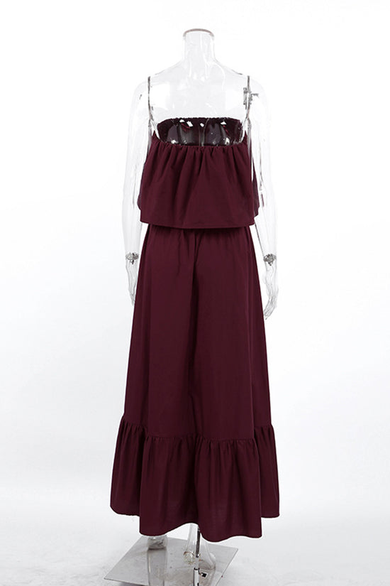 Strapless Ruffle Maxi Dress