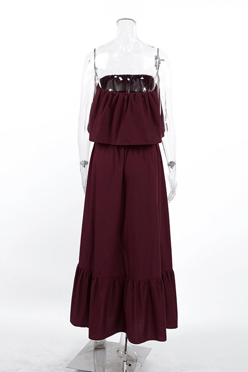 Strapless Ruffle Maxi Dress