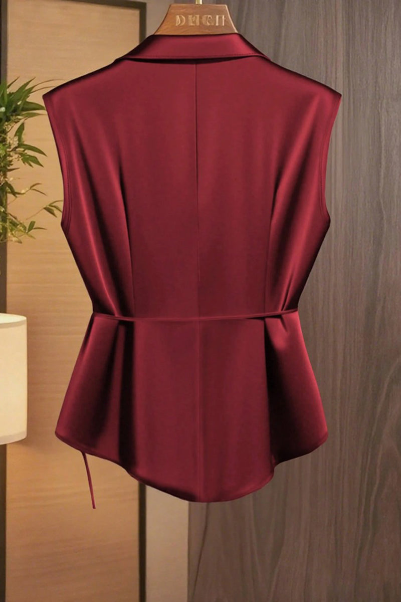 Draped Sleeveless Wrap Blouse