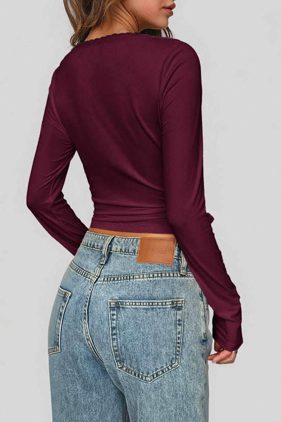 Long Sleeve Elegant Scoop Neck Top