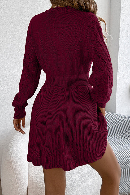 Knit Patterned Long Sleeve Casual Dress