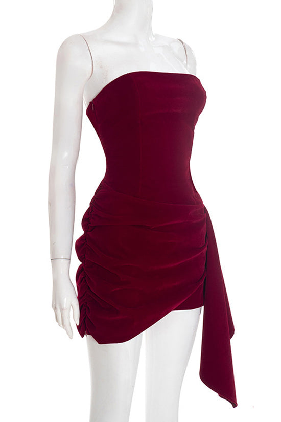 Strapless Velvet Bodycon Evening Dress