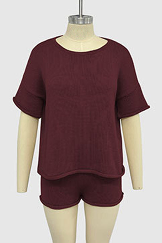 Casual Short Sleeve Top and Shorts Set