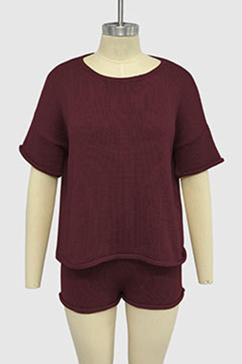 Casual Short Sleeve Top and Shorts Set