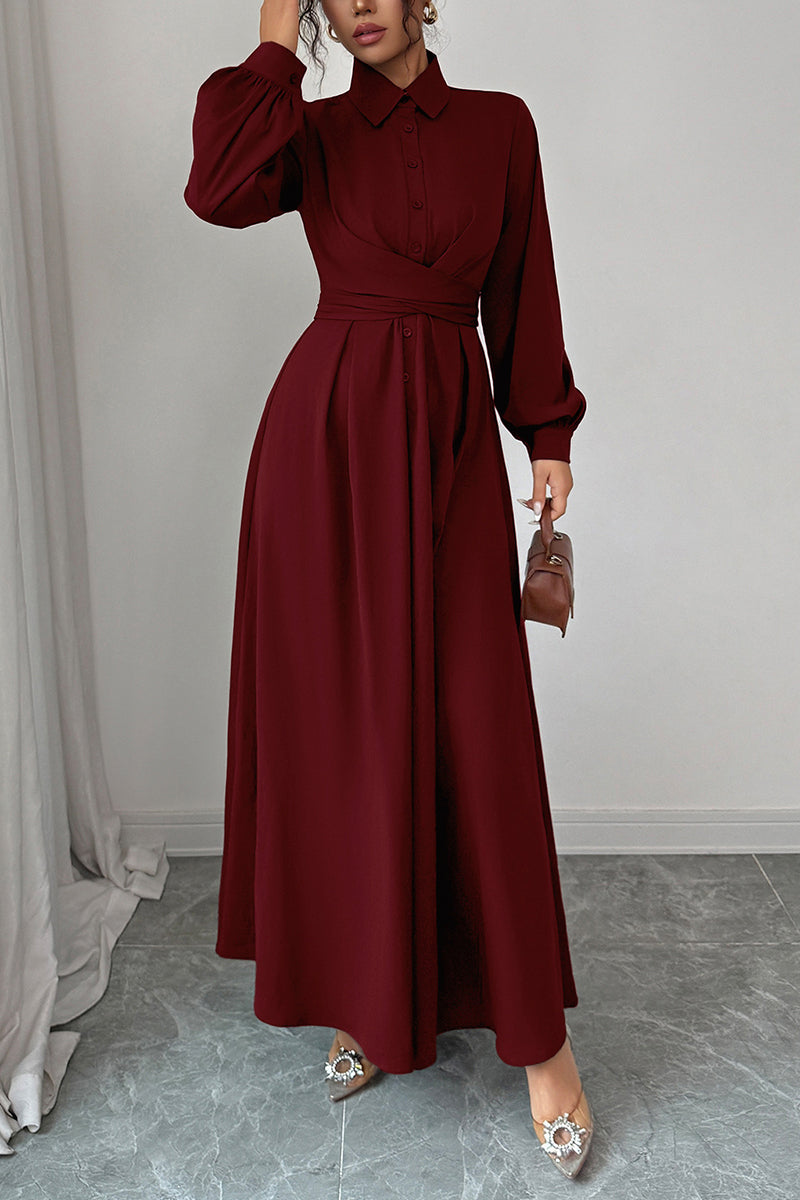 Elegant Long Sleeve Maxi Casual Dress