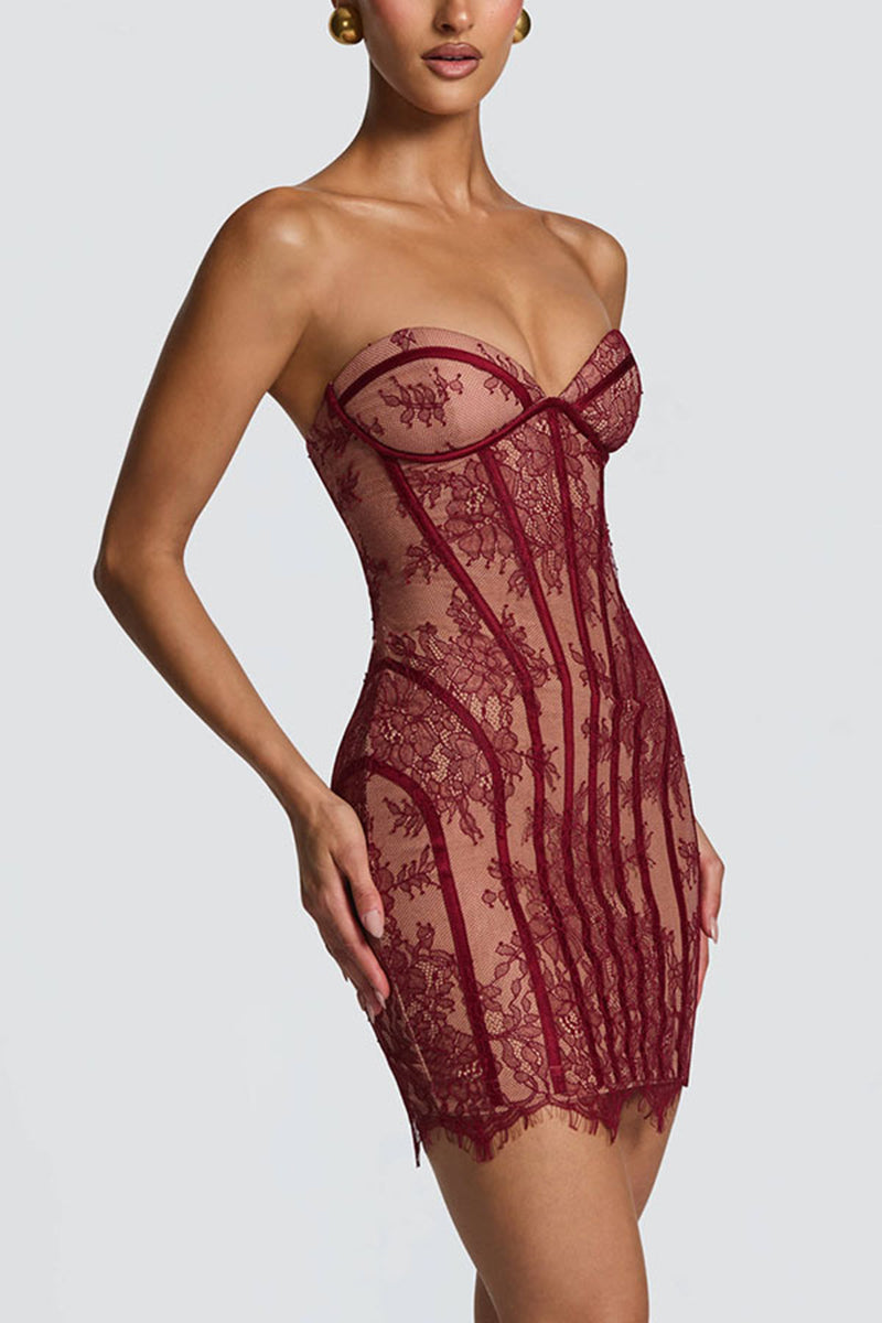 Strapless Floral Bodycon Dress