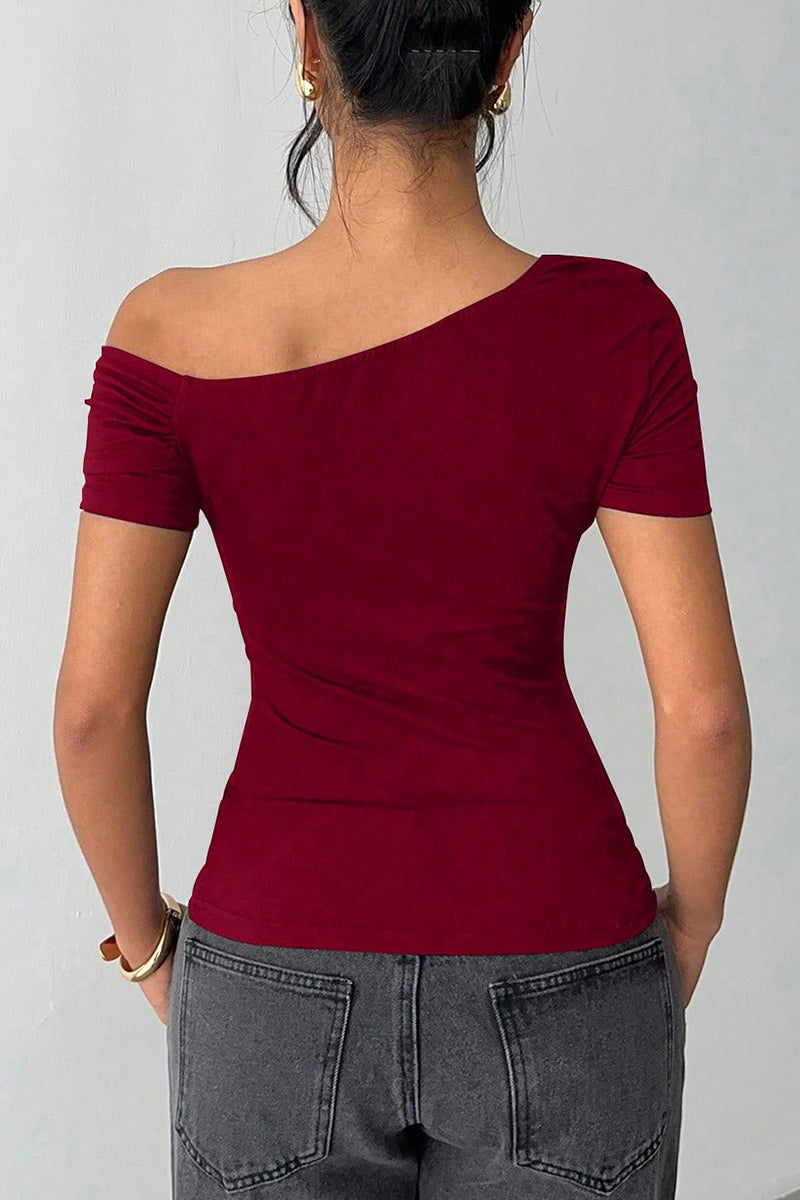 Off-Shoulder Asymmetrical T-Shirt
