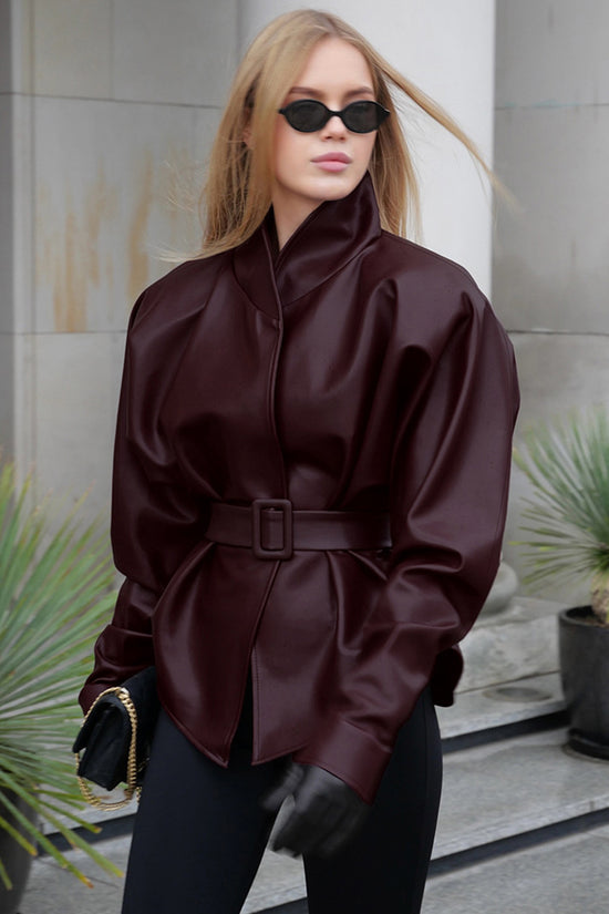 Chic Belted High-Collar Jacket